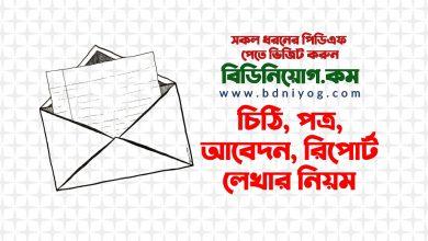 পত্র আবেদন রিপোর্ট লেখার নিয়ম