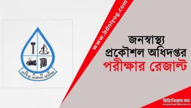 Department of Public Health Engineering Exam Result